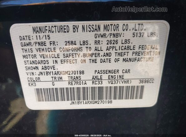 JN1BY1ARXGM270198 2016 INFINITI Q70 Black 