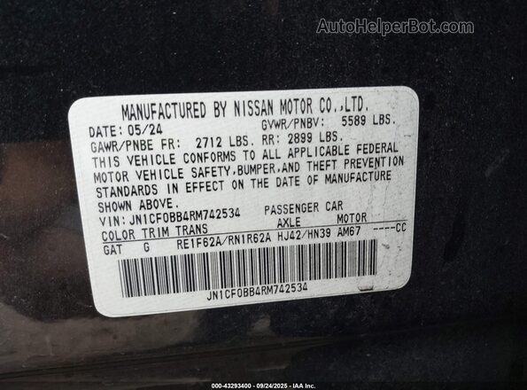 JN1CF0BB4RM742534 2024 NISSAN OTHER Black Engine compartment view