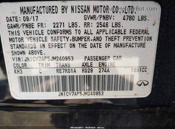 JN1CV7AP5JM240953 2018 INFINITI Q50 Black 