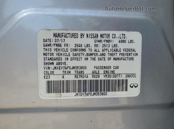 JN1EV7AP0JM353900 2018 INFINITI Q50 Silver 
