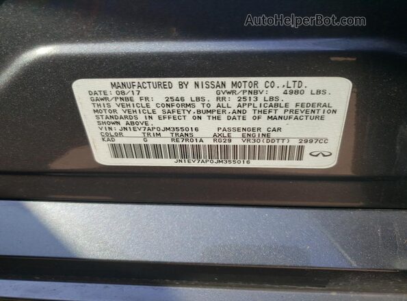 JN1EV7AP0JM355016 2018 INFINITI Q50 Gray 
