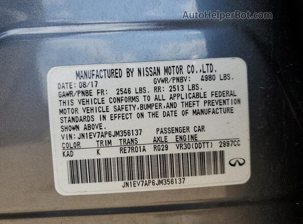 JN1EV7AP6JM356137 2018 INFINITI Q50 Gray 
