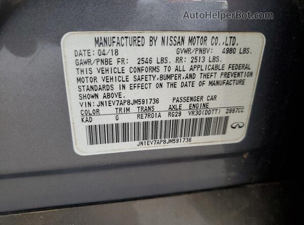 JN1EV7AP8JM591736 2018 INFINITI Q50 Серый 