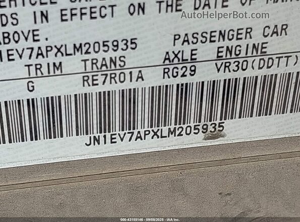 JN1EV7APXLM205935 2020 INFINITI Q50 Серый 