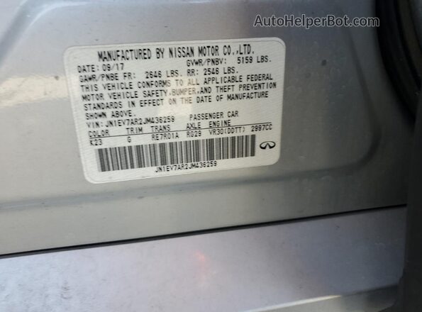 JN1EV7AR2JM436259 2018 INFINITI Q50 Silver 