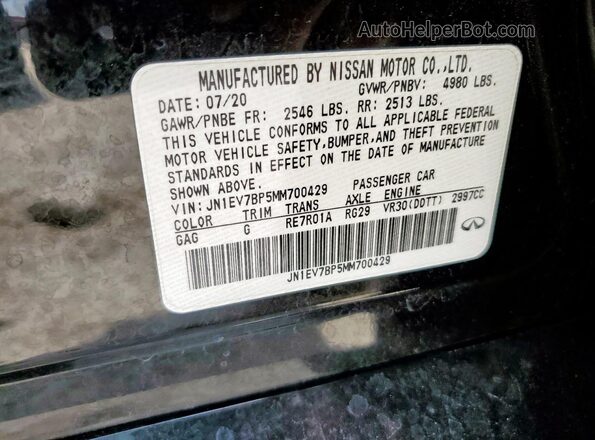 JN1EV7BP5MM700429 2021 INFINITI Q50 Black Engine compartment view