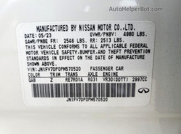 JN1FV7DP0PM570520 2023 INFINITI Q50 White 