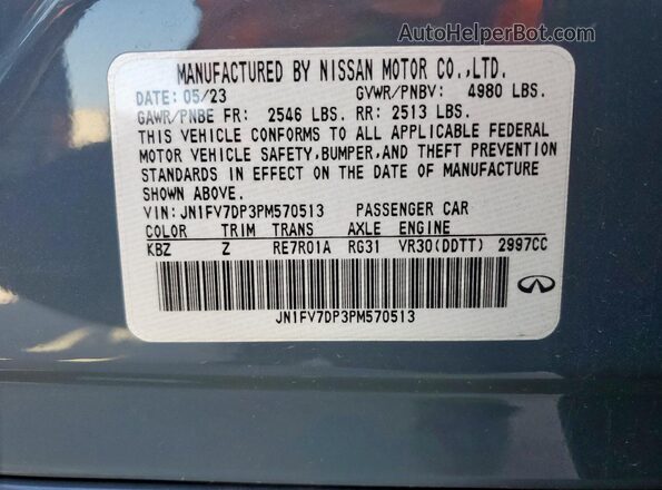 JN1FV7DP3PM570513 2023 INFINITI Q50 Gray 