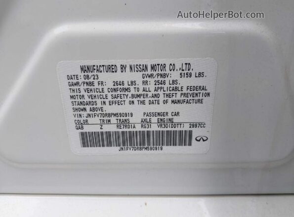 JN1FV7DR8PM590919 2023 INFINITI Q50 White 