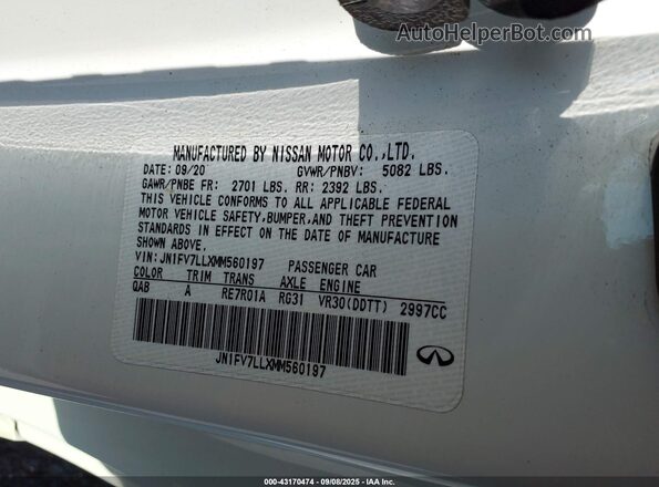 JN1FV7LLXMM560197 2021 INFINITI Q60 Белый Вид подкапотного пространства