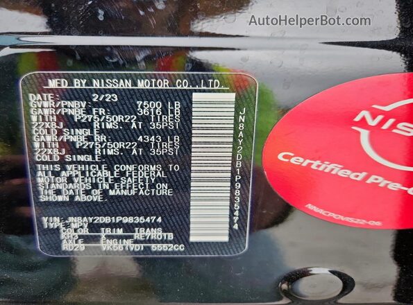 JN8AY2DB1P9835474 2023 NISSAN ARMADA Black 