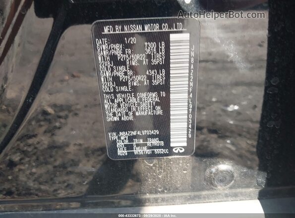 JN8AZ2NF4L9703429 2020 INFINITI QX80 Black Engine compartment view