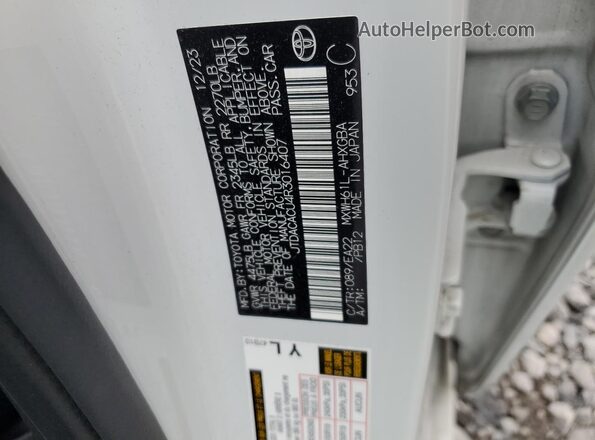 JTDACACU4R3016407 2024 TOYOTA PRIUS White 