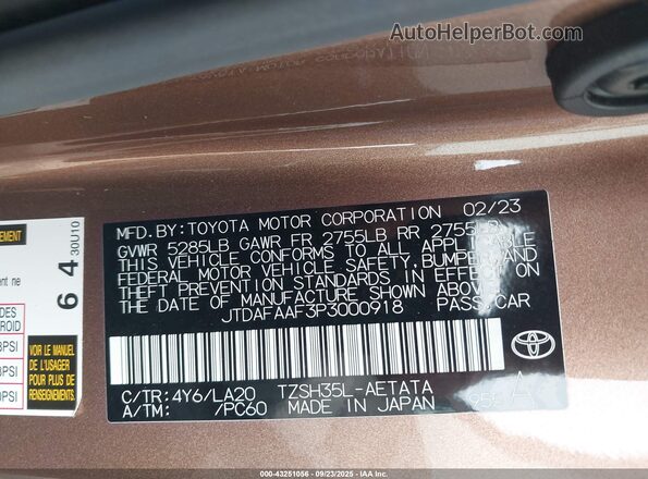 JTDAFAAF3P3000918 2023 TOYOTA CROWN Orange Engine compartment view