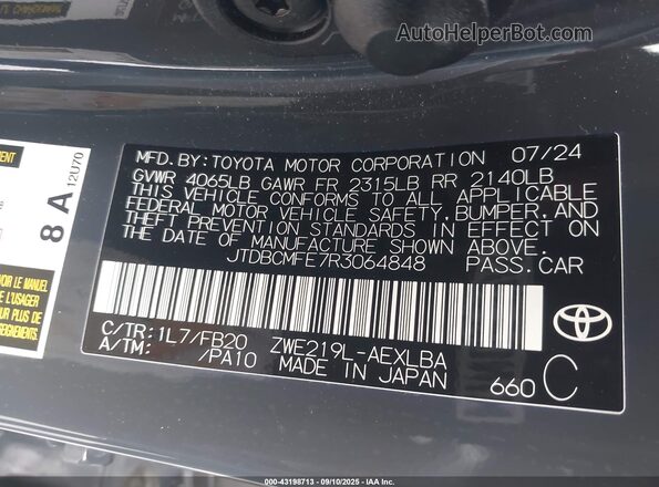 JTDBCMFE7R3064848 2024 TOYOTA LL Gray 