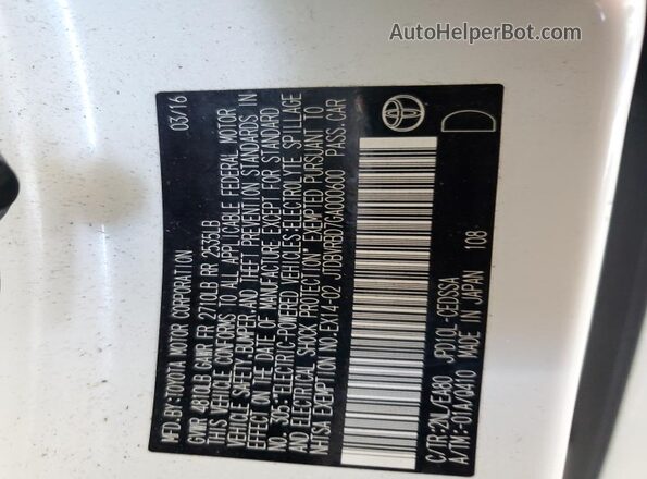 JTDBVRBD7GA000600 2016 TOYOTA MIRAI White Շարժիչի բաժամունքի տեսք