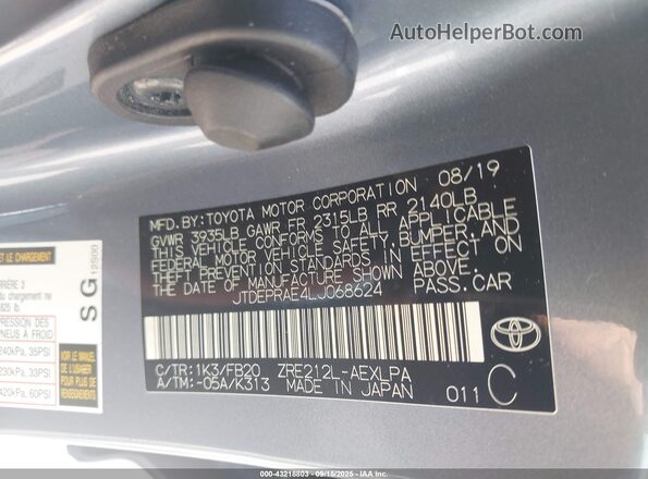 JTDEPRAE4LJ068624 2020 TOYOTA LL Gray Widok komory silnika