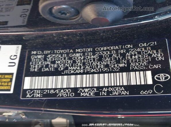 JTDKAMFP5M3195132 2021 TOYOTA LIMITED Black Вид підкапотного простору