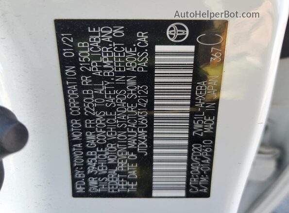 JTDKAMFU6M3142123 2021 TOYOTA PRIUS White Widok komory silnika