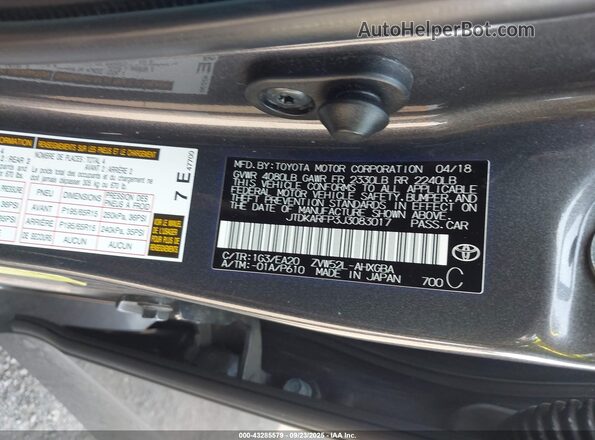 JTDKARFP3J3083017 2018 TOYOTA PRIUS PRIME Gray 