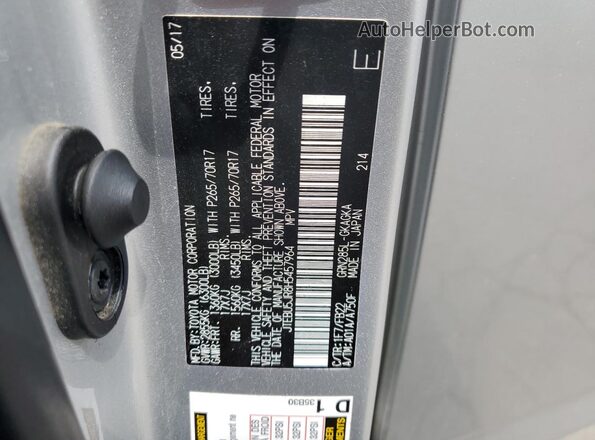 JTEBU5JR8H5457964 2017 TOYOTA 4RUNNER Silver 