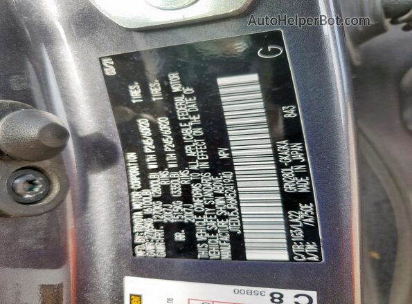 JTEDU5JR6M5241940 2021 TOYOTA 4RUNNER Charcoal VIN sticker view