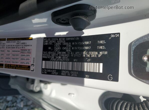 JTENU5JR7R6291929 2024 TOYOTA 4RUNNER White 