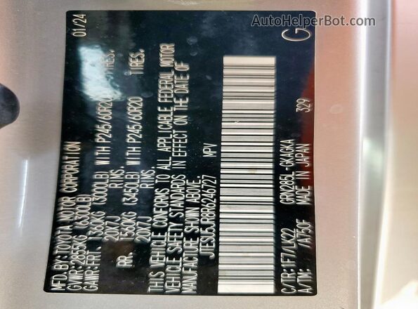 JTESU5JR8R6246727 2024 TOYOTA 4RUNNER Silver 