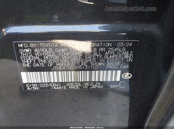 JTHCA1D2XR5131107 2024 LEXUS IS 300 Black 