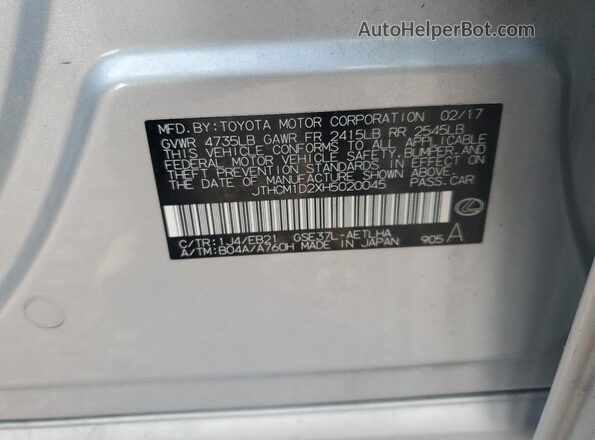 JTHCM1D2XH5020045 2017 LEXUS IS Silver 