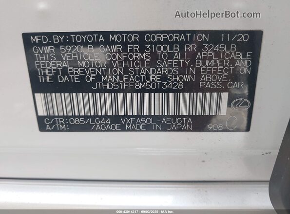 JTHD51FF8M5013428 2021 LEXUS LS 500 White 