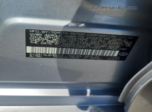 JTHDA1D24N5119484 2022 LEXUS IS Серебряный 