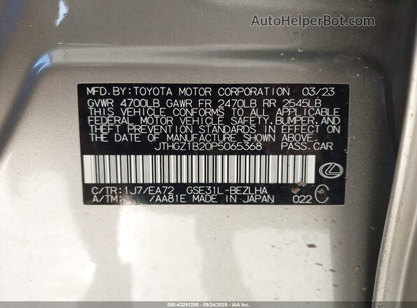 JTHGZ1B20P5065368 2023 LEXUS IS 350 Silver Widok komory silnika