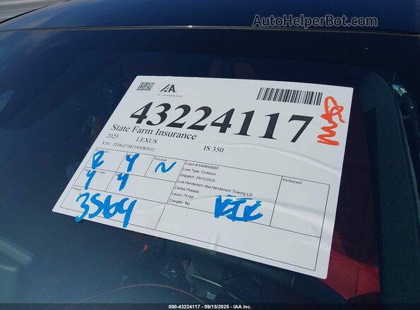JTHGZ1B21S5083032 2025 LEXUS IS 350 Black 