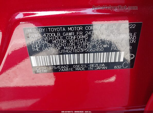 JTHGZ1B23P5062450 2023 LEXUS IS Red 