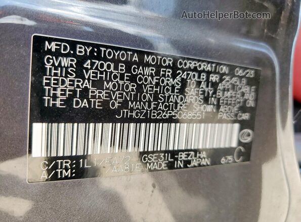 JTHGZ1B26P5068551 2023 LEXUS IS Gray 