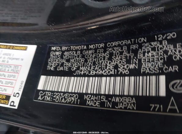 JTHP9JBH9M2041796 2021 LEXUS UX 250H Black Շարժիչի բաժամունքի տեսք