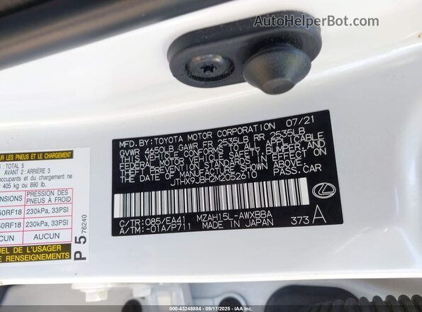 JTHX9JBH2M2052610 2021 LEXUS UX 250H White Շարժիչի բաժամունքի տեսք