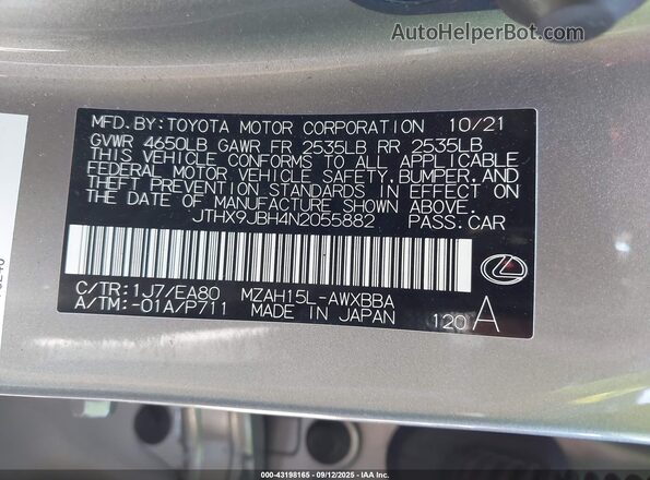 JTHX9JBH4N2055882 2022 LEXUS UX 250H Silver Widok komory silnika