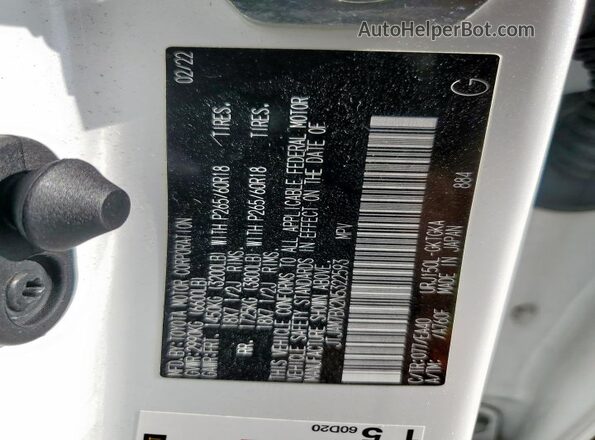 JTJAM7BX2N5322593 2022 LEXUS GX Белый Вид наклейки с VIN-кодом
