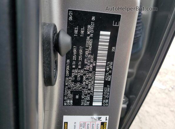 JTJDARDZXM2260215 2021 LEXUS NX Gray Вид наклейки з VIN-кодом