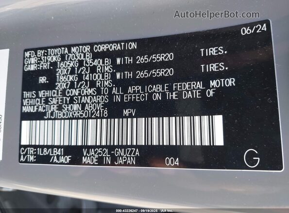 JTJTBCDX9R5012418 2024 LEXUS GX 550 Gray Vista del compartimento del motor