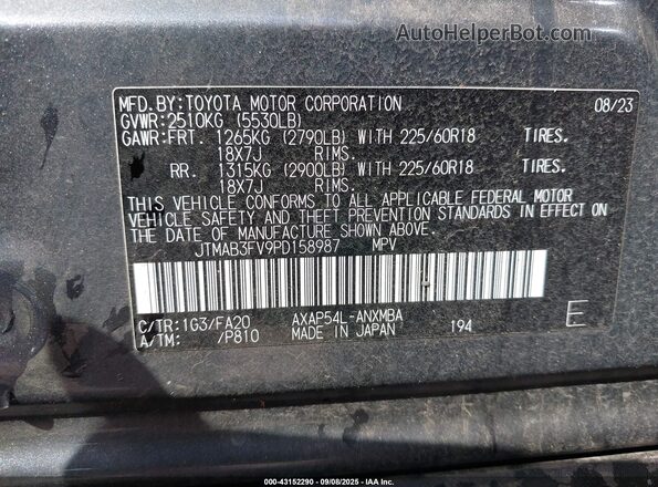 JTMAB3FV9PD158987 2023 TOYOTA RAV4 PRIME Gray ძრავის განყოფილების ხედი