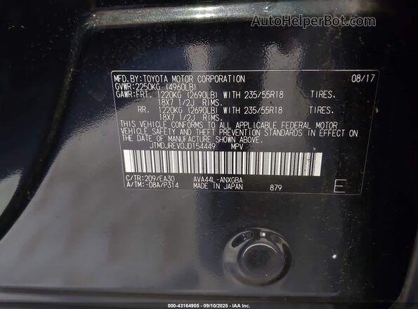 JTMDJREV0JD154449 2018 TOYOTA LIMITED Черный 