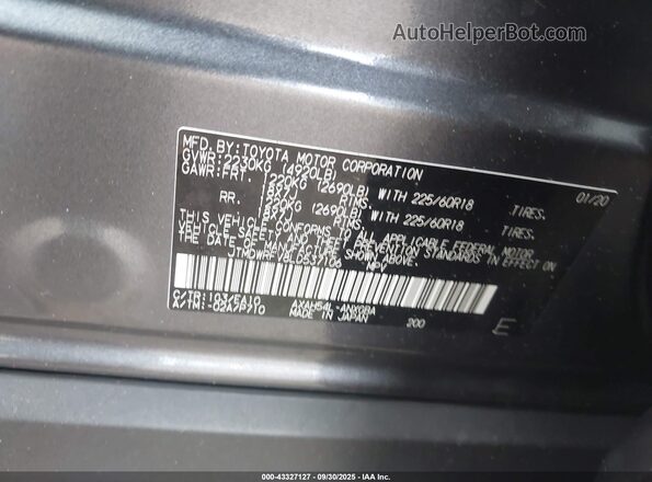 JTMDWRFV8LD537106 2020 TOYOTA LIMITED Серый Вид подкапотного пространства