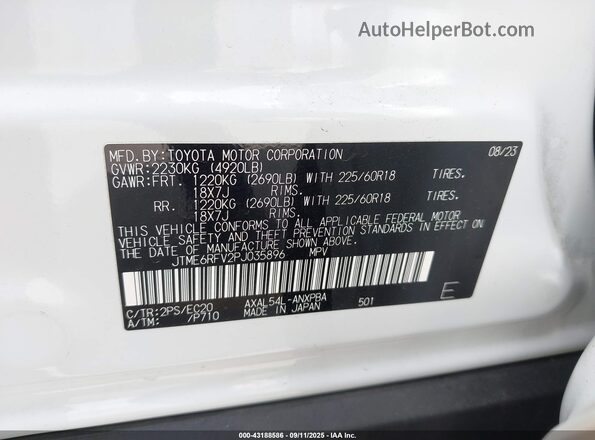 JTME6RFV2PJ035896 2023 TOYOTA RAV4 HYBRID White ძრავის განყოფილების ხედი