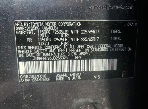 JTMRFREV6JD253025 2018 TOYOTA RAV4 Gray 