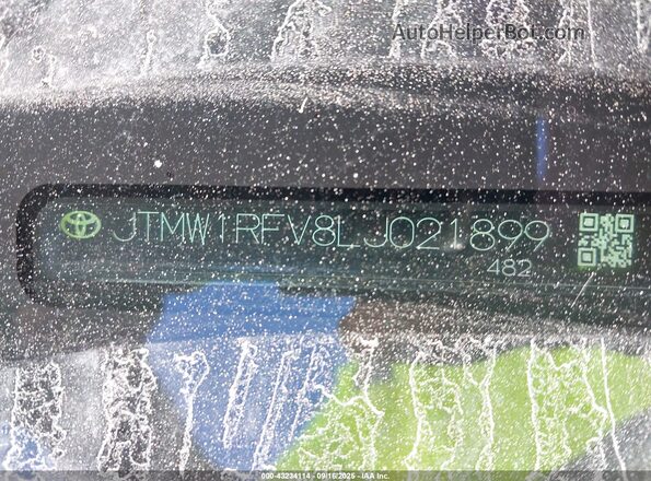 JTMW1RFV8LJ021899 2020 TOYOTA LE Black Engine compartment view