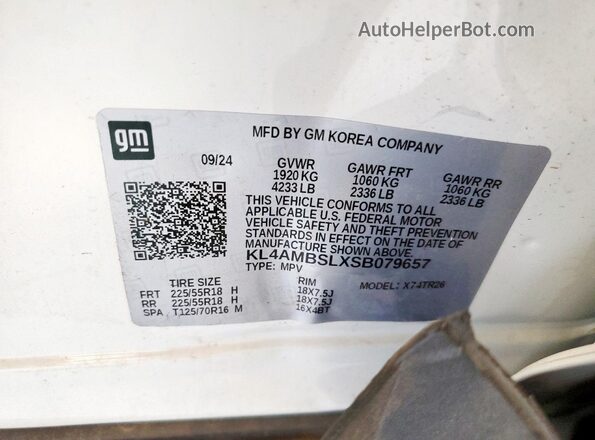 KL4AMBSLXSB079657 2025 BUICK ENCORE White 
