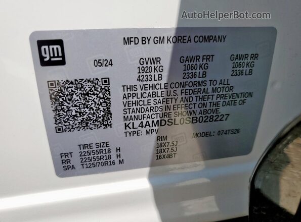 KL4AMDSL0SB028227 2025 BUICK ENCORE White Սալոնի 360 աստիճան տեսք